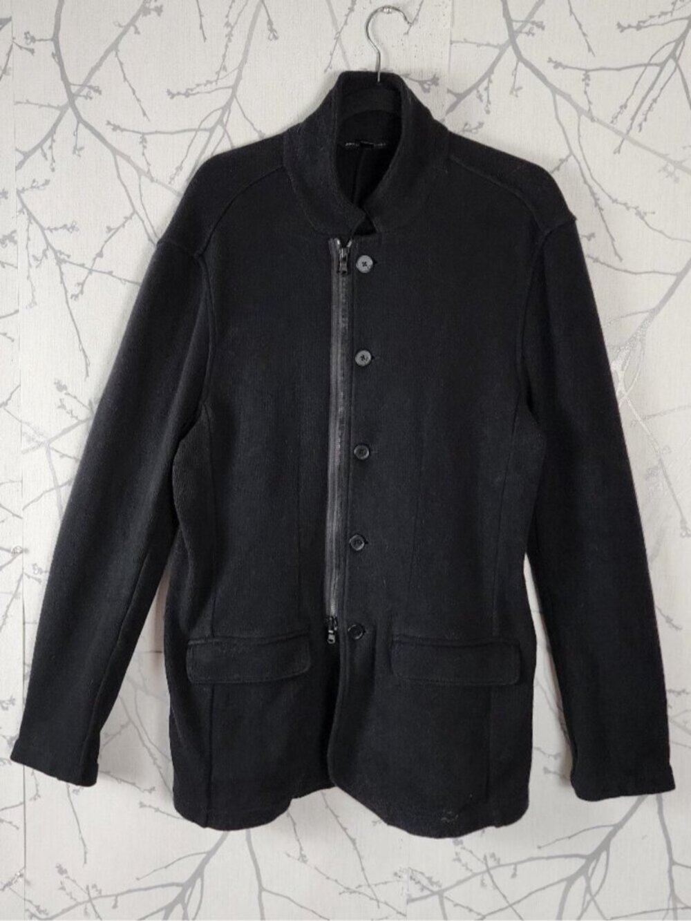 John Varvatos USA Cotton Zipper Button Up Mandarin Collar Jacket - Picture 2 of 7